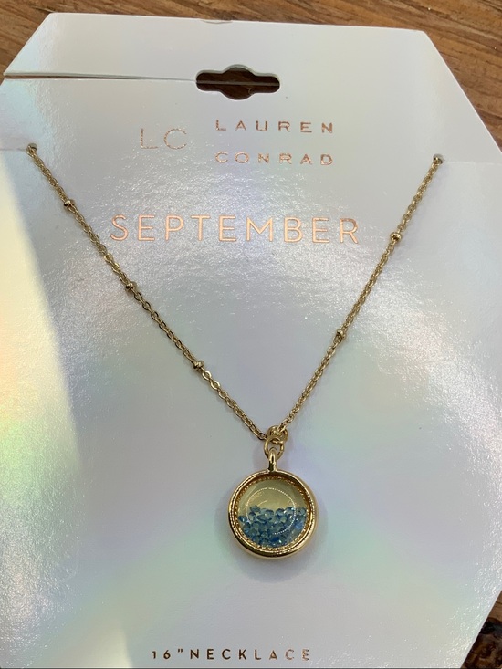LC Lauren Conrad Jewelry - LC Lauren Conrad "September" Filled Blue Crystals Pendant Gold Chain Necklace